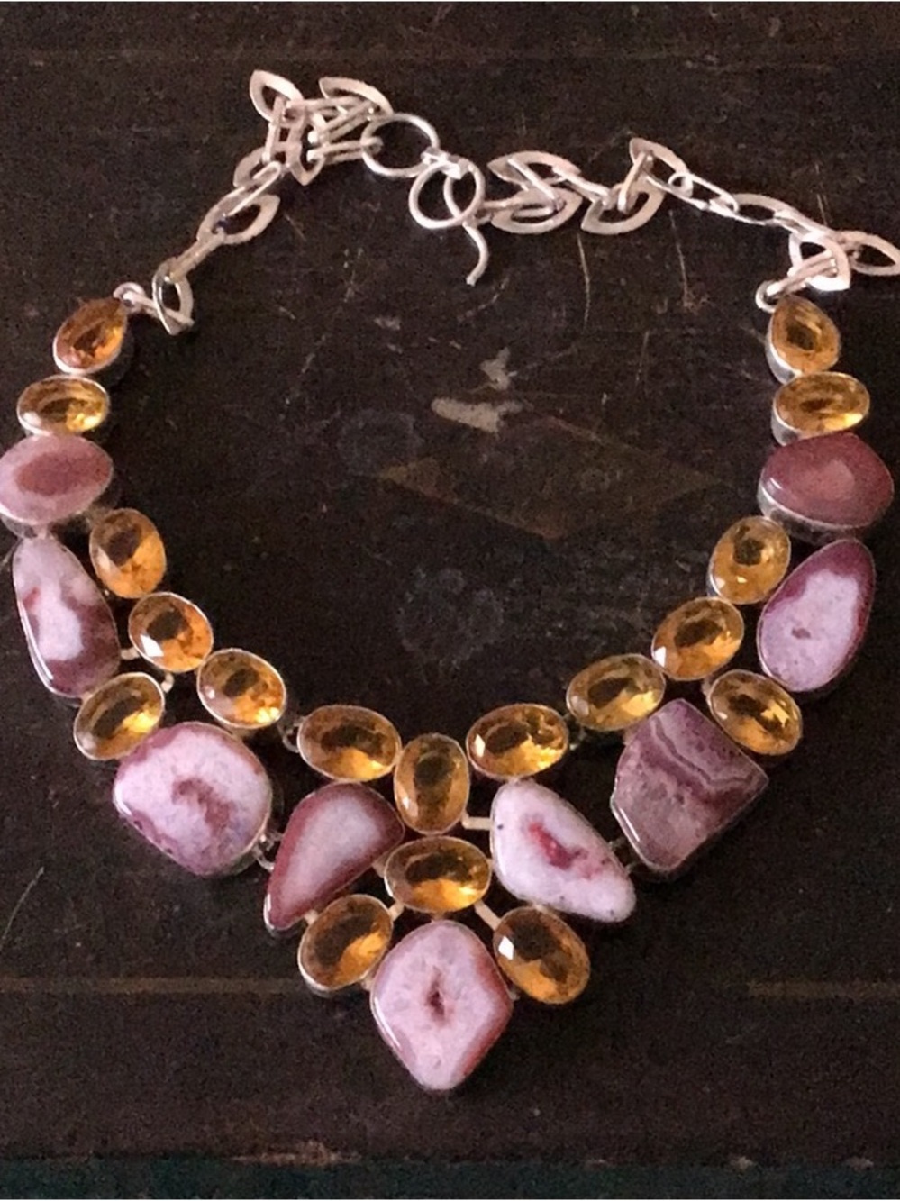 Statement citrine & solar quartz Gemstone Necklace
